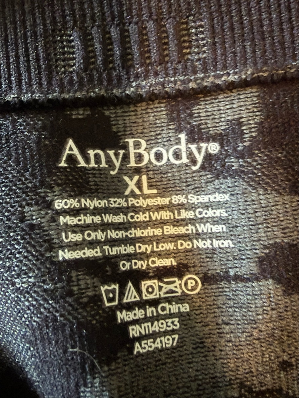 NWOT AnyBody Black Gray Abstract Print High Rise Leggings XL - Picture 5 of 7